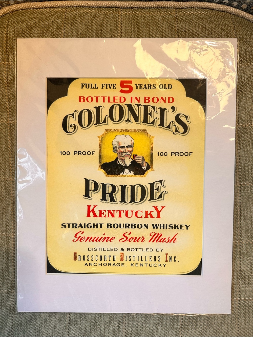 Colonel's Pride Kentucky Bourbon Whiskey 11x14 Matted Vintage Print